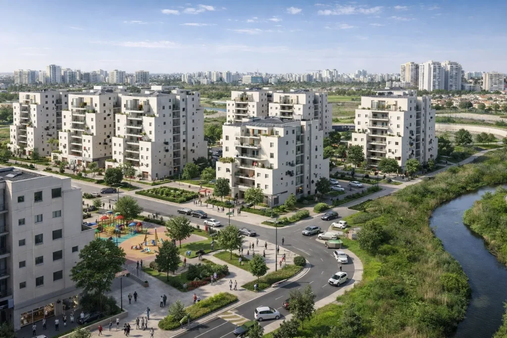 שכונת גני איילון אחיסמך בלוד - הדמייה לשכונה