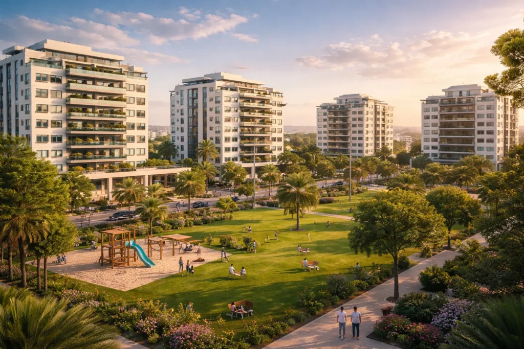 נאות יצחק רבין רמלה שכונה חדשה עם בניינים מודרניים וסביבה ירוקה למשפחות