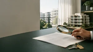 בדיקת נסח טאבו לפני רכישת דירה עם מפתח ומסמכי הנכס