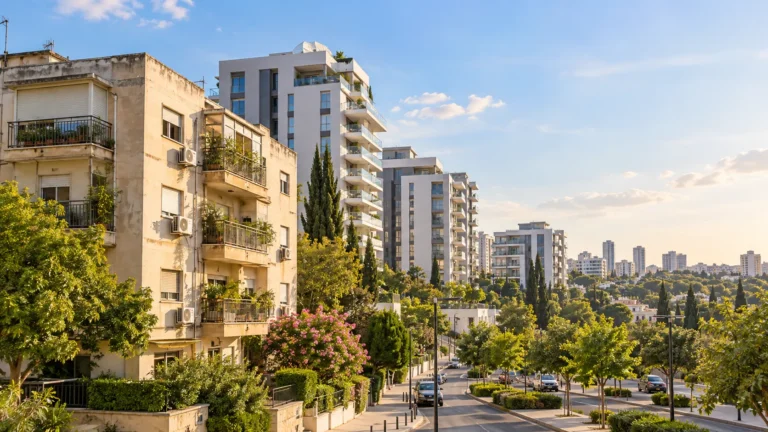 פינוי בינוי לפי כתובת – בניין מגורים ותיק לצד בנייני מגורים חדשים בהתחדשות עירונית